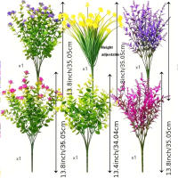 12 Bundles De Flores Artificiales Para Exteriores Resistentes Al UV Plantas De Plástico Para Jardín Patio Porche Decoración De Boda Farmacia Hogar Estilo Multicolor - details 3