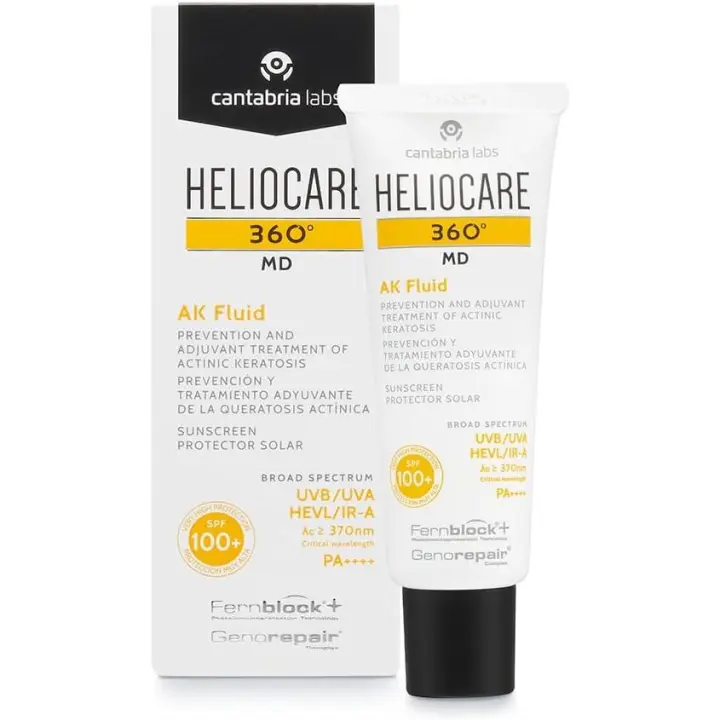 Cantabria Labs Heliocare 360º MD AK Fluid - Crema Solar SPF100+, Tratamiento Protector Adyuvante de las Queratosis Actínicas (AK) con Complejo Reparador, Fluida, 50ml - 1