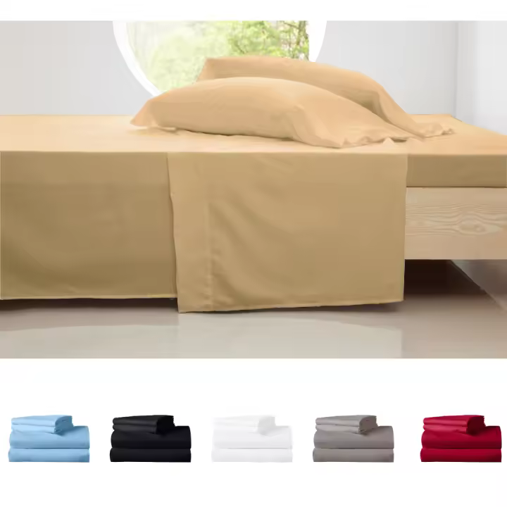 Novotextil Juego de Sábanas de Verano 100% Microfibra Colores Lisos Transpirable de Fácil Cuidado Disponible Camas desde 90  hasta 200 cm Pack de 3/4 Piezas Inclue 1/2 Fundas de Almohada Ideal Climas Cálidos Suave al Tacto - 1