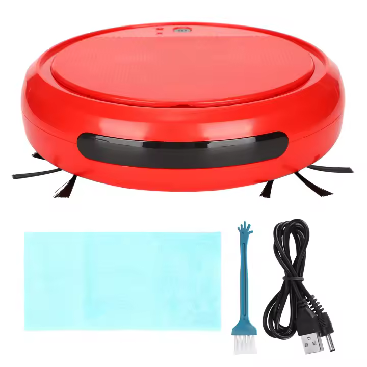Robot aspirador inteligente 4 en 1 con carga USB para el hogar y la oficina, color rojo - 1