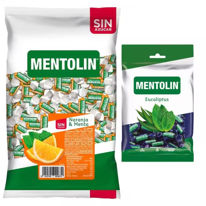 Mentolín caramelos garganta naranja s/a bolsa 1kg y de regalo eucaliptus 150g - 1