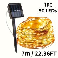 Cadena De Luces Solares De Cobre Impermeable Con 100/50 LED Para Decoración De Jardín Patio Fiesta Luz Fairy Tale Decorativa - details 1