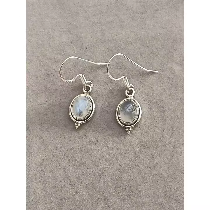 Pendientes de Gancho de Plata Esterlina-Luna Natural Joyería de Moda para Gafas y Guantes - 1