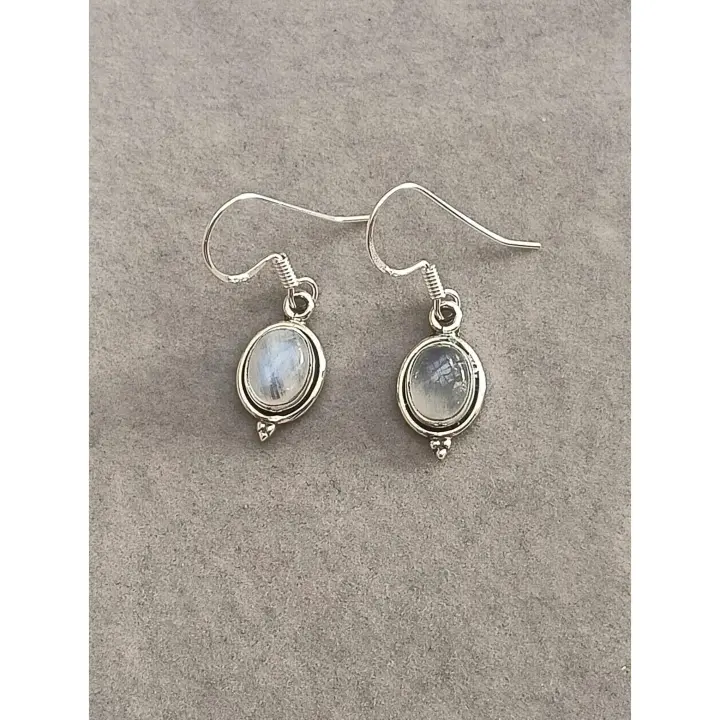 Pendientes de Gancho de Plata Esterlina-Luna Natural Joyería de Moda para Gafas y Guantes - 1