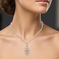 Collar Colgante Cruz de Caravaca Grande 30 Mm y Cadena a 50 Cm Modelo Singapur Todo Plata de Ley UNISEX - Protección Infinita y Buenos Augurios - details 1