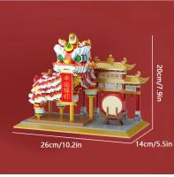 Bloques De Construcción De Danza Del León Chino Regalo De Año Nuevo Festival Del Primavera Decoración De Escritorio Creativa Juguetes Educativos DIY Para Niños Tamaño Micro Material Plástico - details 6