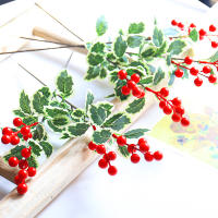 Rama De Guirnalda Navideña Artificial De 45cm Con Bayas Y Hojas Verdes De Seda Decoración Para Bodas Y Fiestas Navideñas - details 4