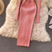 Vestido Bodycon Elegante De Mujer REALEFT Otoño Invierno 2024 Con Cinturón Y Botones De Manga Larga Estilo Casual Longitud Pierna - details 9