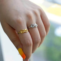 Anillo Ajustable De Acero Inoxidable Con Símbolo Infinito Para Mujer Color Oro Resistente Al Agua Joyería De Boda Regalo Clásico Irregular - details 0