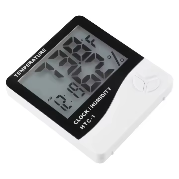 Medidor De Temperatura Y Humedad HTC-1 LCD Estación Meteorológica Interior Exterior Con Reloj Thermómetro Y Higrómetro - 1