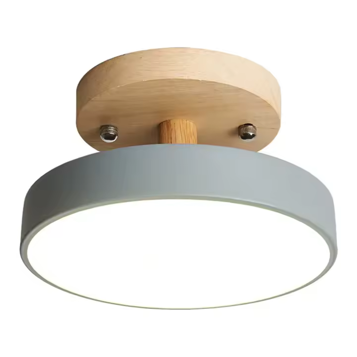 Lámpara De Techo Para Entrada Estilo Nórdico Madera Redonda Para Pasillo Comedor Estudio Dormitorio Baño Iluminación Industrial - 1