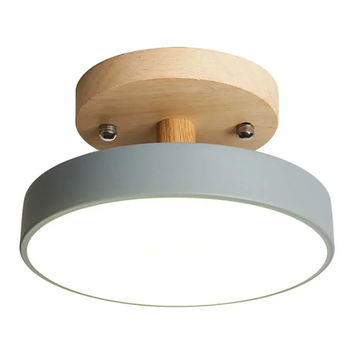 Lámpara De Techo Para Entrada Estilo Nórdico Madera Redonda Para Pasillo Comedor Estudio Dormitorio Baño Iluminación Industrial - 1