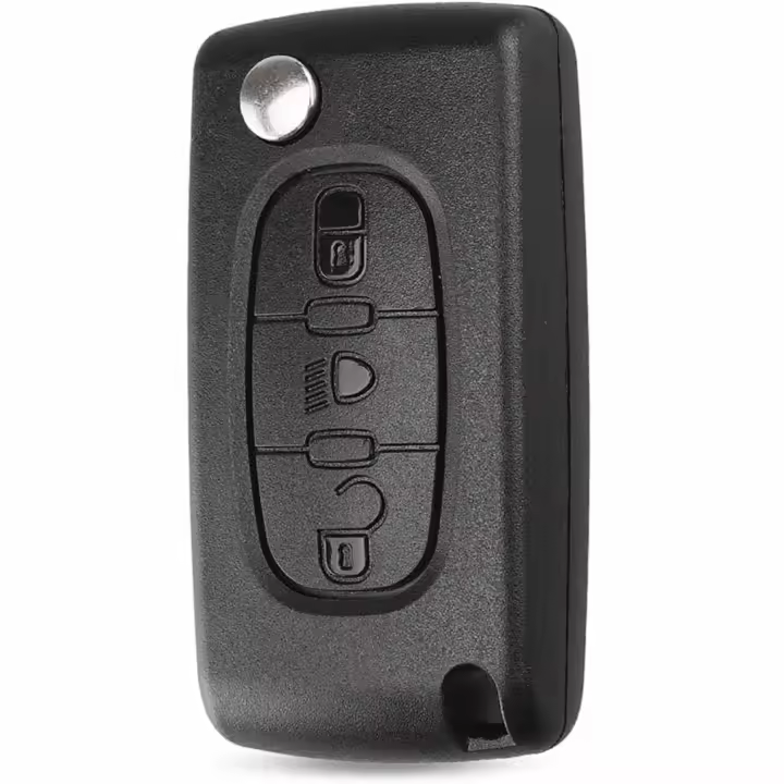 AUTOZOCO Carcasa Mando Llave De Coche 3 Botones Compatible con Citroën C2 C3 C4 C5 C6 C8 Picasso Xsara y Peugeot 207 307 407 408 - CE0523 - Botones de Abrir, Cerrar y Luces, con zócalo de Pila - 1