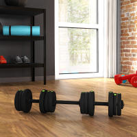 SPORTNOW Kit de Mancuernas 20kg 2 en 1 Juego de Pesas con Barra de Pesas Mango Antideslizante Mancuernas Ajustables para Entrenamiento de Fuerza en Hogar Gimnasio Oficina Negro y Verde - details 1