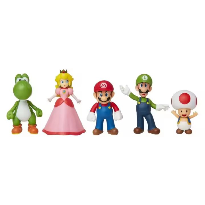 Pack de 5 Figuras Super Mario,Luigi,Peach,Toad,Yoshi 400904 JAKKS - 1