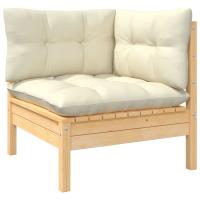 vidaXL Muebles de jardín 3 pzas con cojines madera maciza pino Marrón y gris, Natural y crema, Blanco Conjunto Terraza Muebles Jardín Exterior Juego de Muebles de jardín Mueble Jardín Exterior Muebles de Salon Exterior - details 3