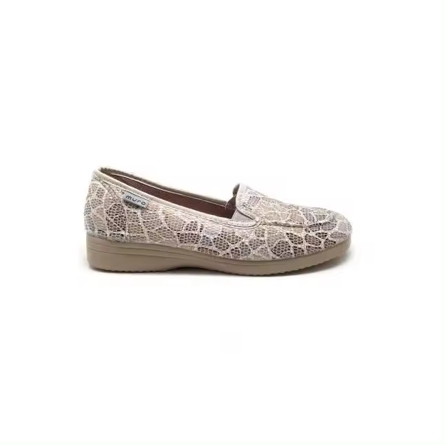 Muro Zapatilla Señora Beig 815 con Estampado Serpenteado y Elástico Lateral - 1