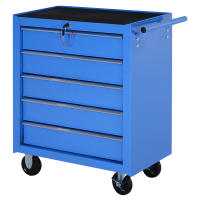 HOMCOM Carro Caja de Herramientas Taller Movil con 5 Cajones 4 Ruedas Chapa de Acero Azul - details 0
