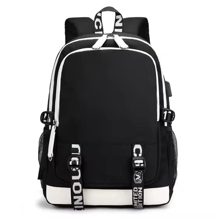 Mochara Escolar Mochila informal para computadora portátil con Carga por Puerto USB para computadora portátil de 15,6 pulgadas, Negra - 1
