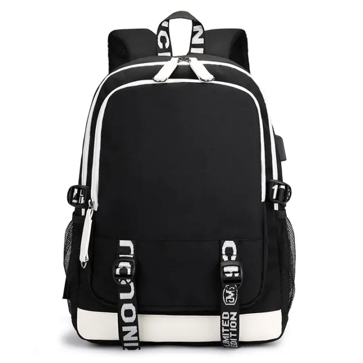 Mochara Escolar Mochila informal para computadora portátil con Carga por Puerto USB para computadora portátil de 15,6 pulgadas, Negra - 1