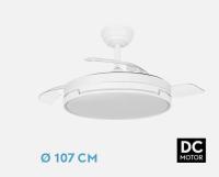 FABRILAMP Ventilador Motor Dc Papiro 59w Blanco/gris Y Blanco 3aspas desplegables,6velocidades ajustables 107D Grande 6980Lum 3000-4000-6000k,Remot+mem+tempo . Incluye mando a distancia y dos tijas de 10 y 25 centímetro  Calidad de confianza - details 1