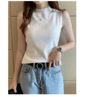 Top De Hombros Desnudos Para Mujer Verano Versátil Basic Solido Camiseta Casual Cuello Redondo Delgada Tees Vestido De Mujer - details 4
