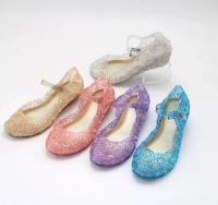 Sandalias De Verano Para Niñas Zapatos De Princesa PVC Transpirables Talla 25-37 Decoración De Cristal Estilo Cendrillon Con Tacón Suave Para Niños - details 23