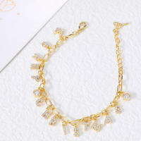 Encanto Pulsera navideña para mujer, regalo de fiesta, moda, temperamento, cobre, circonita, 14 quilates, colgante de letra - details 2
