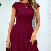 Vestido Sin Mangas De Color Puro Elegante Y Sencillo Para Mujer Vestido De Moda Europea Y Americana 2025 Estilo Office Lady De Cintura Natural Y Longitud De Rodilla - details 5