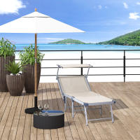 Outsunny Tumbona Plegable y Reclinable de Aluminio con Toldo Incorporado para Piscina Jardín Terraza Exterior Carga 120 kg 169x72x55/72 cm Beige - details 1