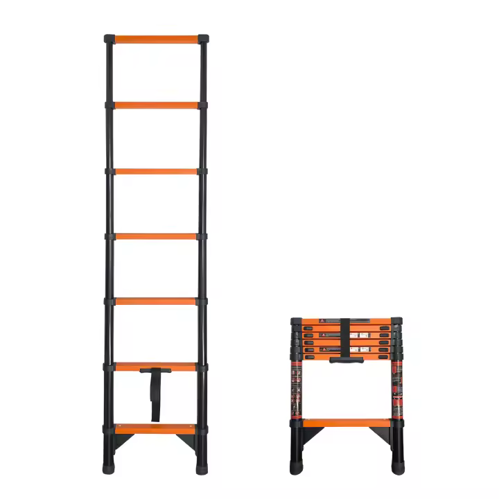 Escalera Telescópica Acero al Carbono Nyana Tools – Extensible de 2m a 4,4m – Pies Antideslizantes y Sistema de Seguridad – Certificación EN 131 - Más Estable y Segura que Aluminio – Escalera Multiusos - 1