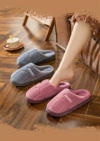 Zapatillas De Invierno Unisex Algodón Tacones Plano Antideslizantes Para Hombre Y Mujer Pantuflas De Plush Cálidas Para El Hogar Pareja - details 2
