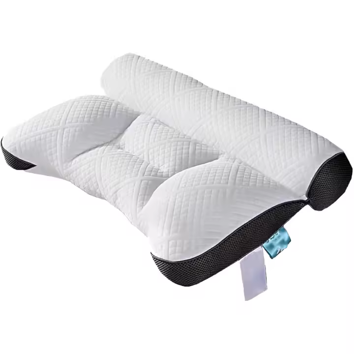 Almohada cervical ergonómica de espuma viscoelástica, almohada para el cuello: el mejor soporte para el cuello (negra) - 1