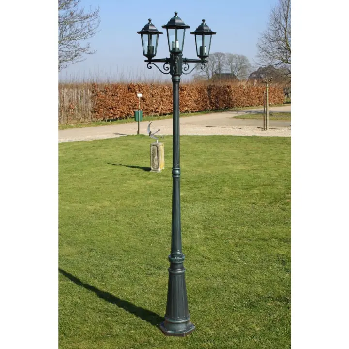vidaXL Farola de Jardín con 3 Lámparas Aluminio Lámpara de Patio 215 cm Color Blanco,  Verde oscuro, y mas - 1
