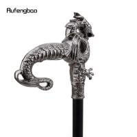Bastón De Moda Dragón Plateado Elegante 93cm Tacón De Goma Manija Recta De Acero Para Hombres Decoración De Callejero - details 4