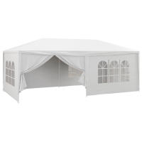 Outsunny Carpa de Jardín 6x3 m Cenador Desmontable de Exterior con 4 Ventanas 2 Puertas con Cremallera 6 Paredes Laterales e Impermeable para Terraza Patio Playa Blanco - details 0