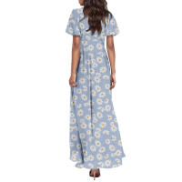 Vestido Largo Elegante Con Cuello En V Para Mujer Traje De Boda De Noche Fiesta Vestido De Fiesta Manga Corta Adecuado Para Primavera Verano Otoño - details 27
