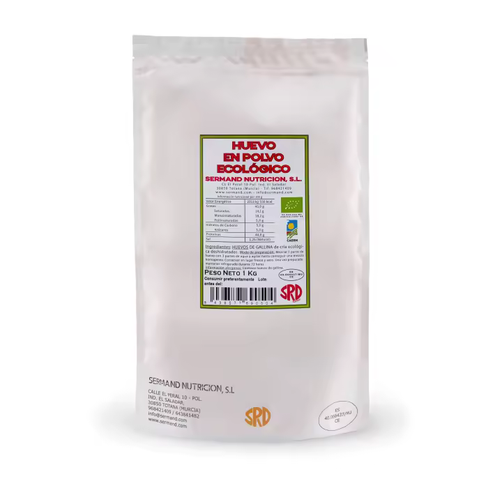 SERMAND Huevo en Polvo Ecologico 1KG  Huevos Ecológicos Sin Gluten  Huevo Deshidratado  Sin Aditivos  Productos Sin Lactosa  Presentación en Bolsas Zip - 1