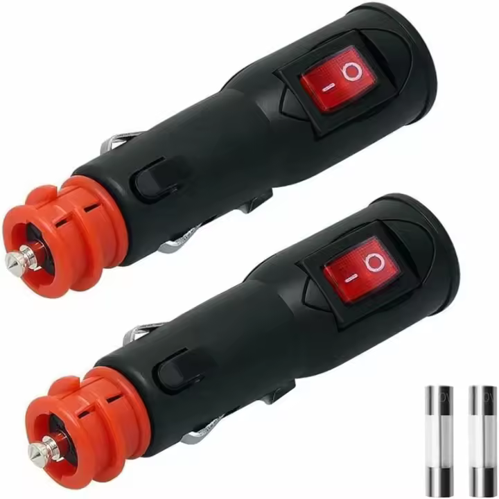Enchufe para encendedor de cigarrillos, enchufe para encendedor de cigarrillos macho universal de 12 V, con interruptor y fusible para enchufe DIN HELLA de 12 mm / 20 mm 12 - 1