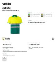 VELILLA 305513 Polo de Alta Visibilidad de algodón para tu seguridad, es Bicolor y de Manga Corta - details 0