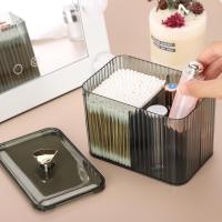 Contenedor Organizador De Baño Con 3 Secciones Para Algodones Y Tapones De Cera Transparente Almacenamiento De Cosméticos Jarra Para Algodones Y Tapones - details 12