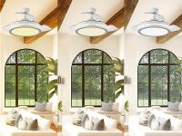 Bonplus BP Ventilador de Techo con Luz Blanco Aspas Retractiles, 3000K-6500K, Mando a Distancia, Ventilador Eléctrico, 6 velocidades, 3 tonalidades, Memoria de Luz, Silencioso y Fácil de Usar, Función Verano-Invierno - details 3