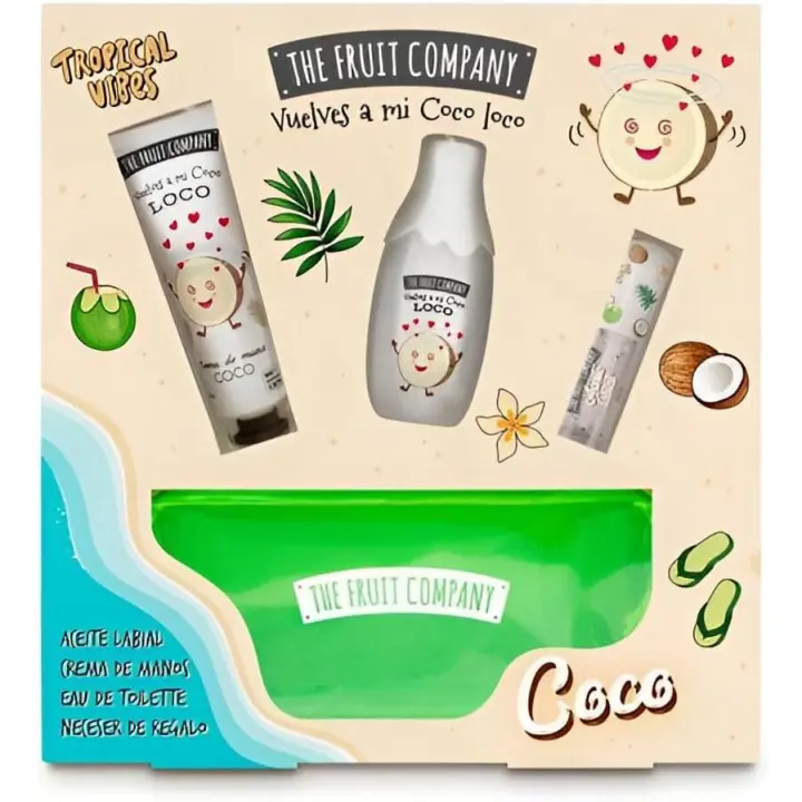 The Fruit Company Set Regalo Summer COCO – Colonia 100 ml, Crema de Manos, Aceite Labial y Neceser | Edición Verano - 1