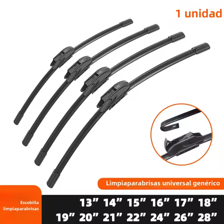 Limpia Parabrisas Universal J/U En Forma De Hoja De Goma De Alta Calidad Para Limpia Parabrisas De Coche 13-28 Pulgadas - 1