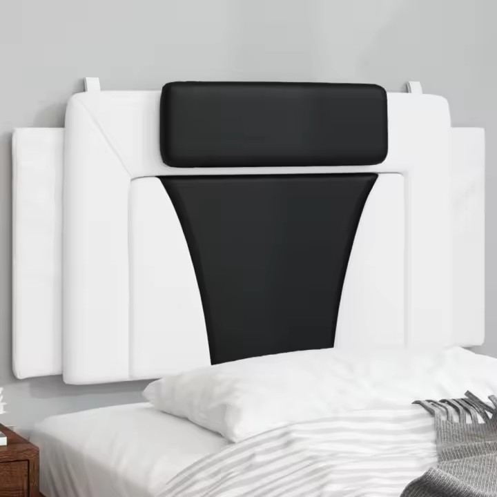 vidaXL Cabecero de cama acolchado cuero sintético blanco negro 100 cm - 1