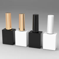 6Pcs Botellas De Uñas De Vidrio Vacías De 15ml Con Tapa Y Cepillo En Colores Negro Y Blanco Contenedores Cosméticos Refillables - details 0