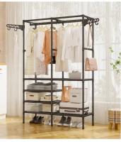 Perchero de doble filas para ropa, perchas de almacenamiento de zapatos con ganchos colgantes, varillas para abrigos y zapatos, colgador de ropa para el hogar - details 5