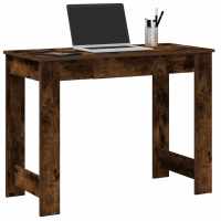 vidaXL Escritorio madera contrachapada color 100x45x75 cm en color Roble Sonoma/Blanco/Roble ahumado y más | estructura resistente ideal para salón dormitorio o estudio - details 2