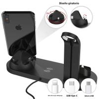 Cargador Inalámbrico 15W 4 En 1 Para iPhone 15 14 13 12 X Samsung Galaxy S22 S21 Apple Watch Airpods Estación De Carga Rápida Con Indicador De Carga Y Soporte Tipo C - details 2
