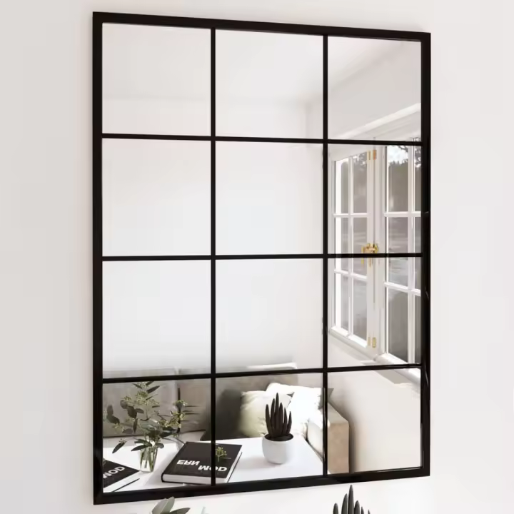 vidaXL Espejos de pared 3 uds metal negro 80x60 cm - 1